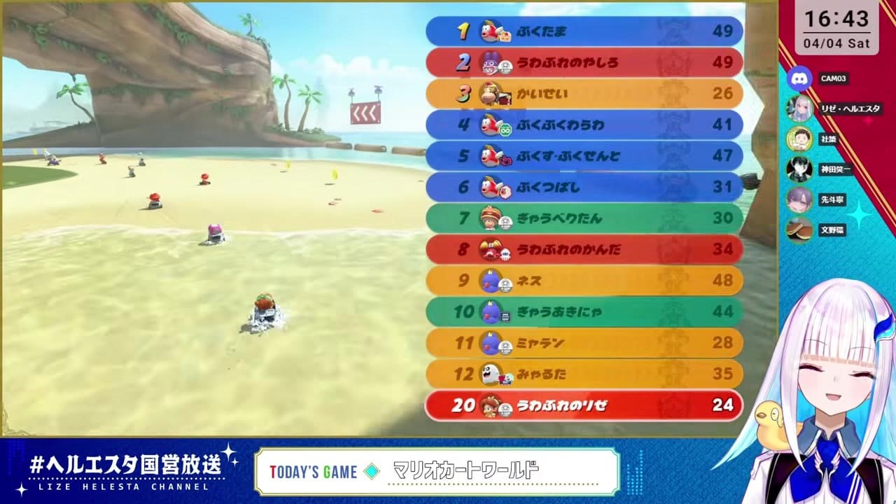 [Mario Kart Cup] Lize Helesta forces sudden death from last place desperation with tied 2nd