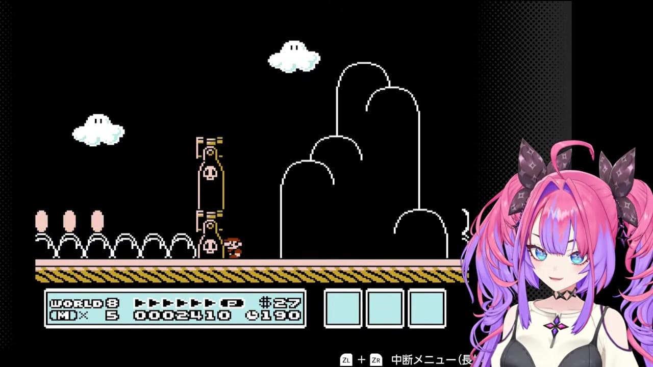 [Mario 3] Vivi Kirarara screams 'Ureshi!' in joy after clearing 8-1 music block hell